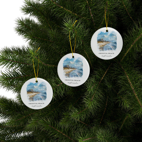 Oriental Beach NC Ornament: Unique Oriental NC Souvenir, North Carolina Decor, and Oriental Beach NC Gift