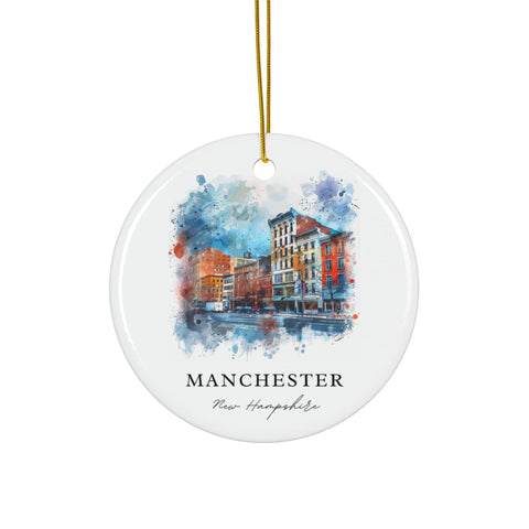 Manchester NH Ornament: Unique Manchester NH Souvenir, Manchester New Hampshire Decor, and Authentic NH Gift