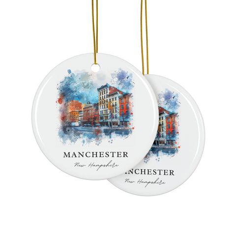 Manchester NH Ornament: Unique Manchester NH Souvenir, Manchester New Hampshire Decor, and Authentic NH Gift