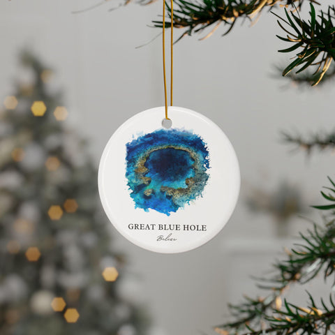 Great Blue Hole Ornament: Unique Belize Souvenir, Blue Hole Belize Decor, and Authentic Blue Hole Belize Gift