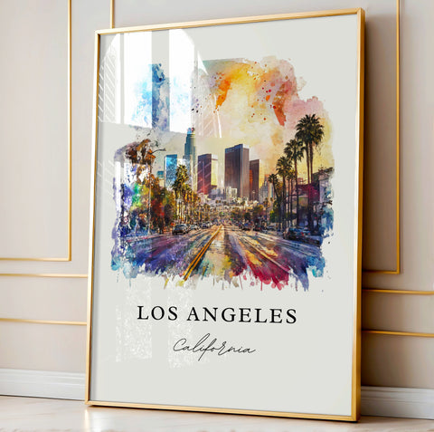 Los Angeles Wall Art, Los Angeles Print, Los Angeles Watercolor Art, LA Gift, Travel Print, Travel Poster, Housewarming Gift