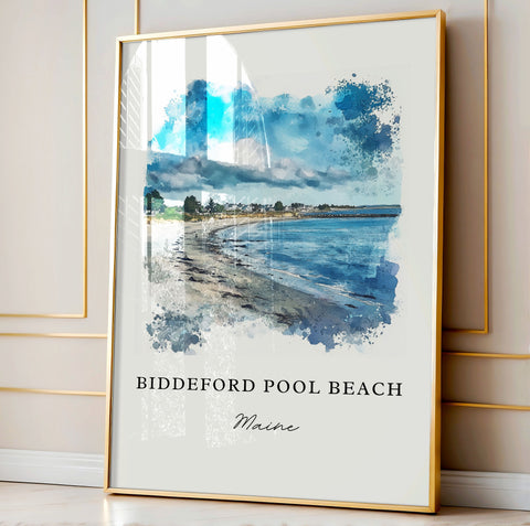 Biddeford Pool Beach Art, Biddeford Beach ME Print, Saco Bay Watercolor, Kennebunkport Gift, Travel Print, Travel Poster, Housewarming Gift