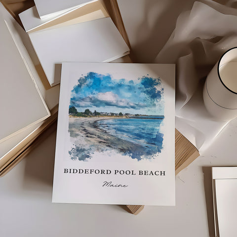 Biddeford Pool Beach Art, Biddeford Beach ME Print, Saco Bay Watercolor, Kennebunkport Gift, Travel Print, Travel Poster, Housewarming Gift