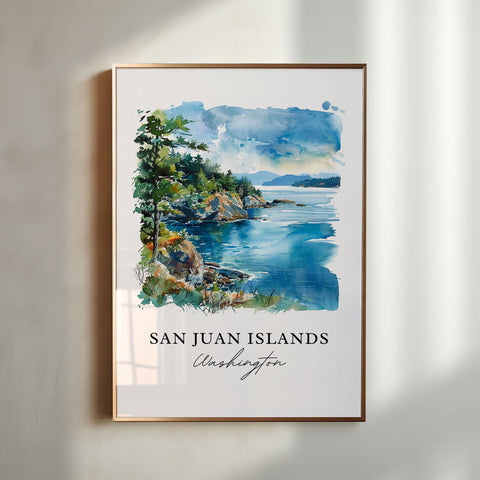 San Juan Islands WA Art, Pacific Northwest Print, Washington State Watercolor, San Juan Islands Gift, Travel Poster, Housewarming Gift