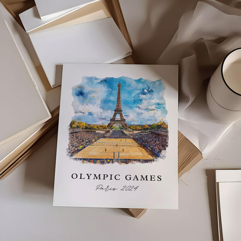 Paris Olympics Wall Art, Paris Beach Volleyball Print, Eiffel Tower Art, Olympics Paris Gift, Travel Print, Travel Poster, Housewarming Gift