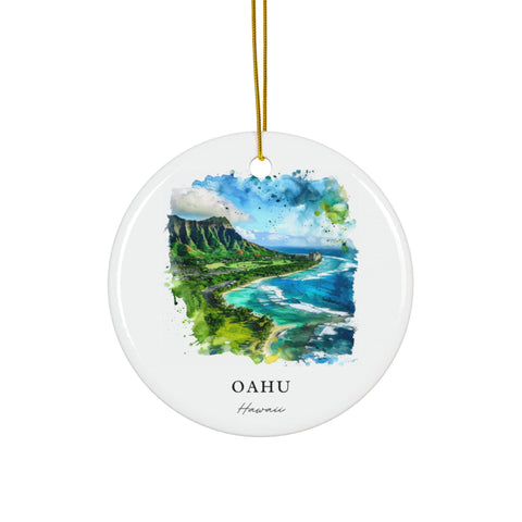 Oahu Hawaii Ornament: Unique Oahu Souvenir, Oahu HI Decor, and Authentic Oahu Hawaii Christmas Gift