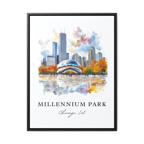 Millennium Park Art, Millennium Park Print, Chicago IL Watercolor Art, Millennium Park Gift, Travel Print, Travel Poster, Housewarming Gift