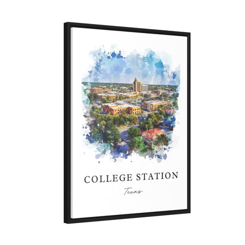 College Station TX Art, College Station Print, College Station Watercolor, Texas A&M Gift, Travel Print, Travel Poster, Housewarming Gift