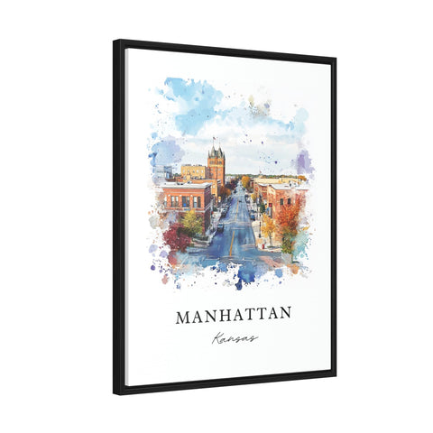 Manhattan KS Wall Art, Manhattan Kansas Print, Univ of Kansas Watercolor Art, Manhattan Kansas Gift, Travel Poster, Housewarming Gift