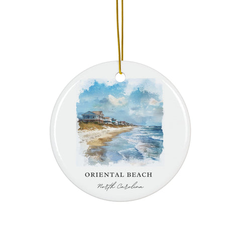 Oriental Beach NC Ornament: Unique Oriental NC Souvenir, North Carolina Decor, and Oriental Beach NC Gift