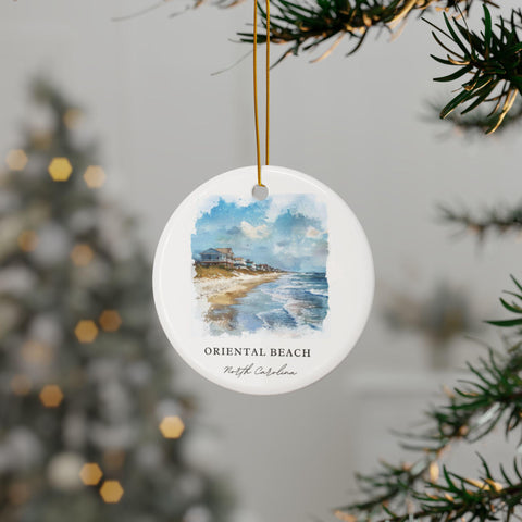 Oriental Beach NC Ornament: Unique Oriental NC Souvenir, North Carolina Decor, and Oriental Beach NC Gift