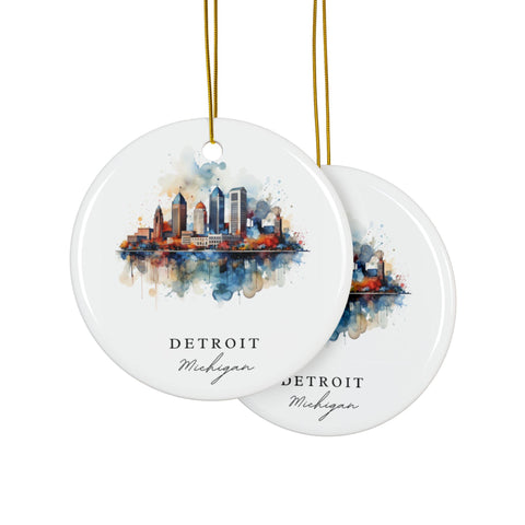 Detroit Xmas Ornament: Unique Detroit Michigan Souvenir, Detroit MI Decor, and Authentic Detroit Michigan Gift