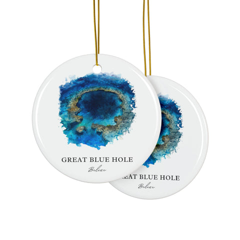 Great Blue Hole Ornament: Unique Belize Souvenir, Blue Hole Belize Decor, and Authentic Blue Hole Belize Gift