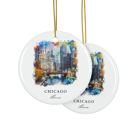 Chicago River Ornament: Unique Chicago Souvenir, Chicago IL Decor, and Authentic Chicago Illinois Gift