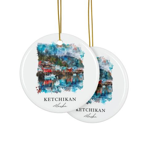 Ketchikan AK Ornament: Unique Ketchikan Souvenir, Ketchikan Alaska Decor, and Authentic Ketchikan Alaska Xmas Gift (1pc, 3pcs, 5pcs, 10pcs)