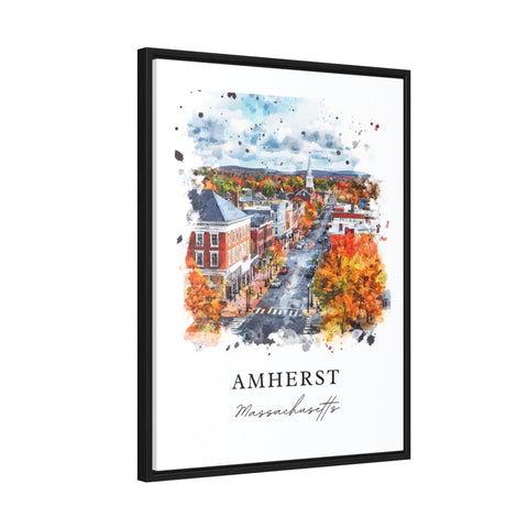 Amherst MA Wall Art, Amherst Print, Amherst Watercolor Art, Amherst Massachusetts Gift, Travel Print, Travel Poster, Housewarming Gift