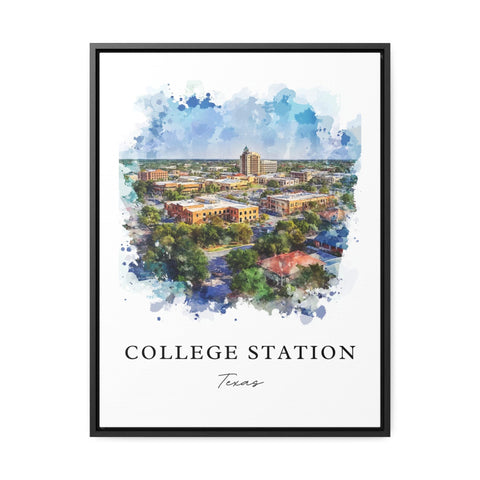 College Station TX Art, College Station Print, College Station Watercolor, Texas A&M Gift, Travel Print, Travel Poster, Housewarming Gift