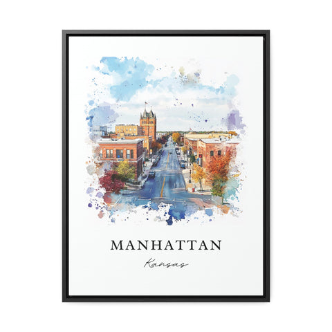 Manhattan KS Wall Art, Manhattan Kansas Print, Univ of Kansas Watercolor Art, Manhattan Kansas Gift, Travel Poster, Housewarming Gift