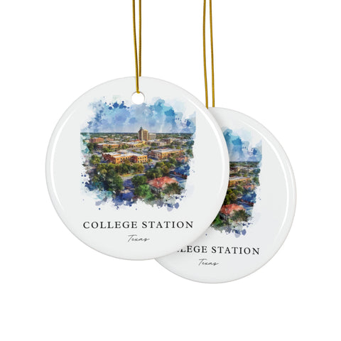 College Station TX Ornament: Unique College Station Souvenir, Texas AM Decor, and Authentic Texas A&M Xmas Gift