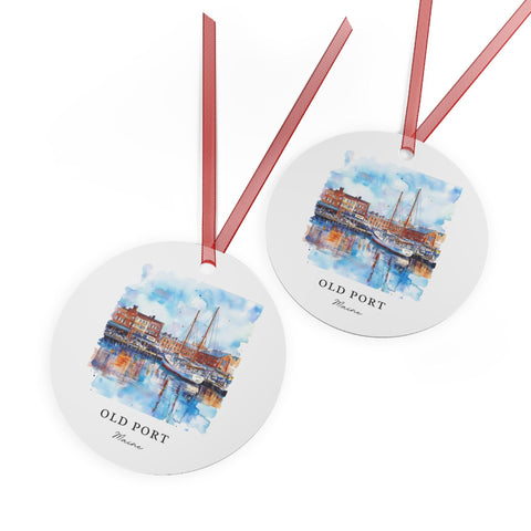 Old Port Maine Ornament: Unique Portland Souvenir, Portland ME Xmas Decor, and Authentic Portland Maine Gift (1pc, 3pcs, 5pcs, 10pcs)