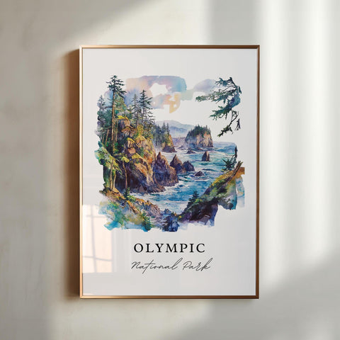 Olympic National Park Wall Art, Olympic WA Print, Olympic Park Watercolor Art, Olympic Gift, Travel Print, Travel Poster, Housewarming Gift