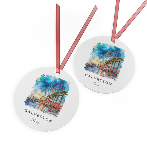 Galveston TX Ornament: Unique Galveston Souvenir, Galveston Texas Xmas Decor, and Authentic Galveston TX Gift (1pc, 3pcs, 5pcs, 10pcs)