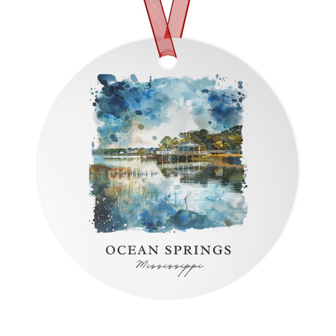 Ocean Springs MS Ornament: Unique Souvenir, Ocean Springs Xmas Decor, and Authentic Ocean Springs Mississippi Gift (1pc, 3pcs, 5pcs, 10pcs)