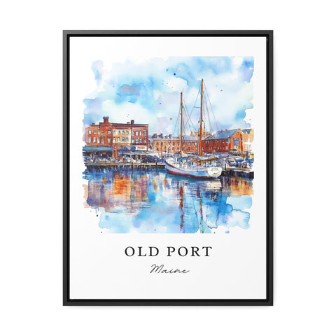 Old Port Portland Wall Art, Portland ME Print, Portland Watercolor Art, Old Port Maine Gift, Travel Print, Travel Poster, Housewarming Gift