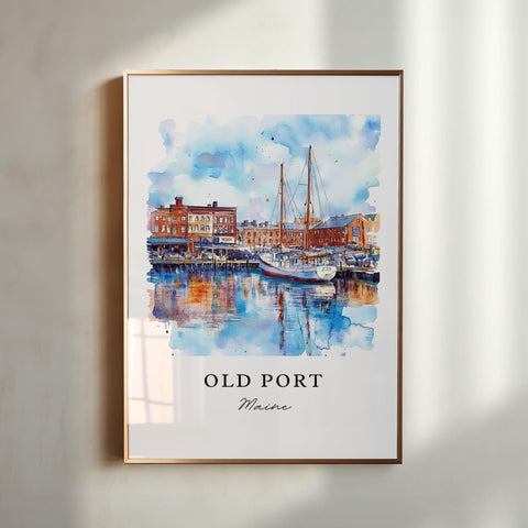 Old Port Portland Wall Art, Portland ME Print, Portland Watercolor Art, Old Port Maine Gift, Travel Print, Travel Poster, Housewarming Gift