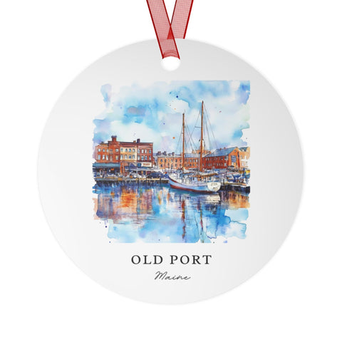 Old Port Maine Ornament: Unique Portland Souvenir, Portland ME Xmas Decor, and Authentic Portland Maine Gift (1pc, 3pcs, 5pcs, 10pcs)