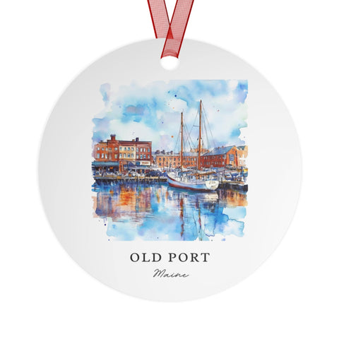 Old Port Maine Ornament: Unique Portland Souvenir, Portland ME Xmas Decor, and Authentic Portland Maine Gift (1pc, 3pcs, 5pcs, 10pcs)