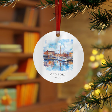 Old Port Maine Ornament: Unique Portland Souvenir, Portland ME Xmas Decor, and Authentic Portland Maine Gift (1pc, 3pcs, 5pcs, 10pcs)