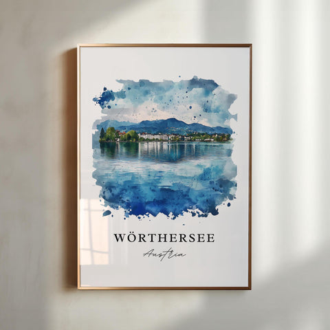 Wörthersee Wall Art, Wörthersee Lake Print, Carinthia Watercolor Art, Carinthia Austria Gift, Travel Print, Travel Poster, Housewarming Gift