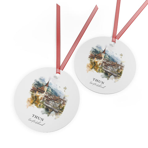 Thun Switzerland Ornament: Unique Thun Souvenir, Lake Thun Xmas Decor, and Authentic Thun Switzerland Gift (1pc, 3pcs, 5pcs, 10pcs)