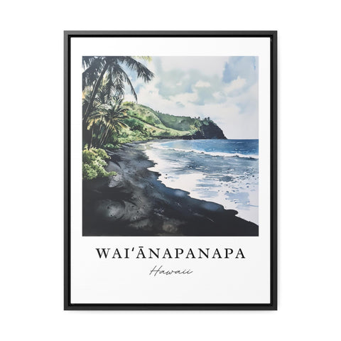 Waianapanapa Wall Art, Maui Print, Maui HI Watercolor Art, Waianapanapa State Park Gift, Travel Print, Travel Poster, Housewarming Gift