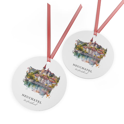 Neuchatel Ornament: Unique Souvenir, Neuchatel Xmas Decor, and Authentic Neuchatel Switzerland Gift (1pc, 3pcs, 5pcs, 10pcs)