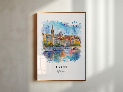 Lyon France Wall Art, Lyon Print, Lyon FR Watercolor Art, Lyon France Gift, Auvergne-Rhône Travel Print, Travel Poster, Housewarming Gift