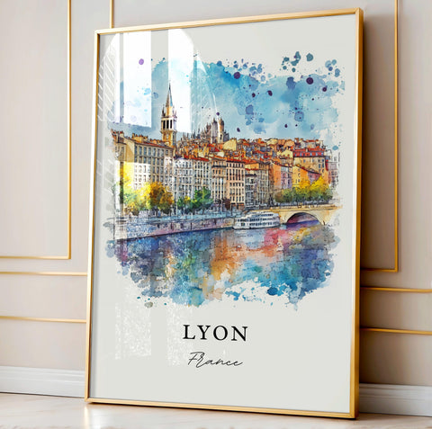 Lyon France Wall Art, Lyon Print, Lyon FR Watercolor Art, Lyon France Gift, Auvergne-Rhône Travel Print, Travel Poster, Housewarming Gift