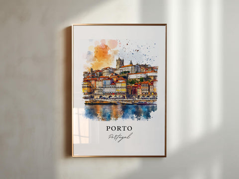 Porto Wall Art, Porto Portugal Print, Porto Watercolor Art, Iberian Peninsula Gift, Travel Print, Travel Poster, Housewarming Gift