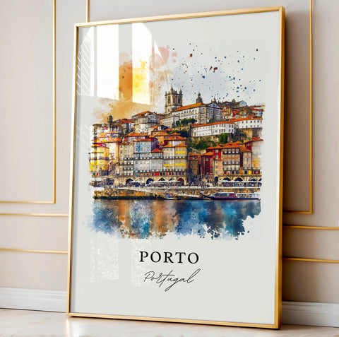 Porto Wall Art, Porto Portugal Print, Porto Watercolor Art, Iberian Peninsula Gift, Travel Print, Travel Poster, Housewarming Gift