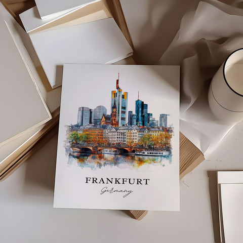 Frankfurt Wall Art, Frankfurt Print, Frankfurt Watercolor Art, Frankfurt Skyline Gift, Travel Print, Travel Poster, Housewarming Gift