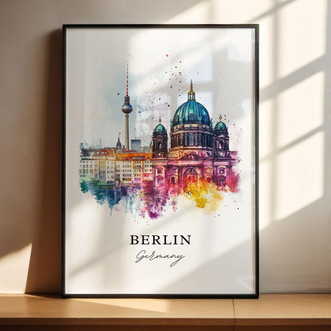 Berlin Wall Art, Berlin Germany Print, Berlin Watercolor Art, Berlin Germany Gift, Berlin Skyline Print, Travel Poster, Housewarming Gift