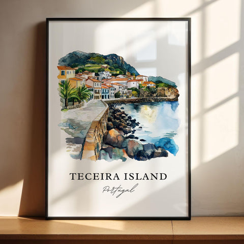 Teceira Island Wall Art, Teceira Print, Teceira Island Portugal Watercolor Art, Azores Gift, Travel Print, Travel Poster, Housewarming Gift