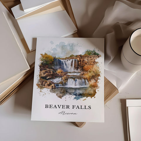 Beaver Falls Wall Art, Beaver Falls Print, Beaver Falls Watercolor Art, Beaver Falls AZ Gift, Travel Print, Travel Poster, Housewarming Gift