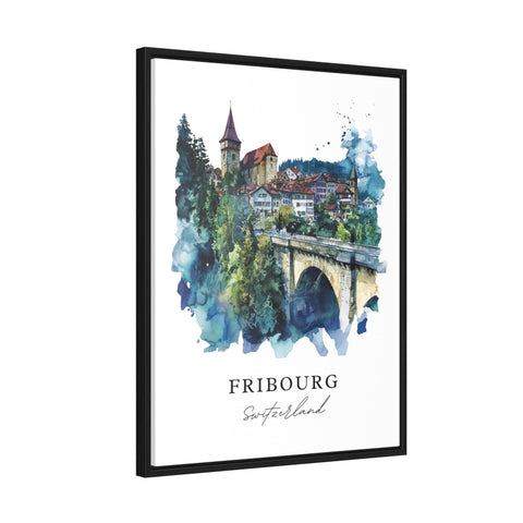 Fribourg Wall Art, Fribourg Switzerland Print, Fribourg Watercolor Art, La Sarine Gift, Travel Print, Travel Poster, Housewarming Gift