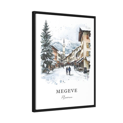 Megeve France Wall Art, Megeve Print, French Alps Watercolor Art, Megeve France Gift, Travel Print, Travel Poster, Housewarming Gift