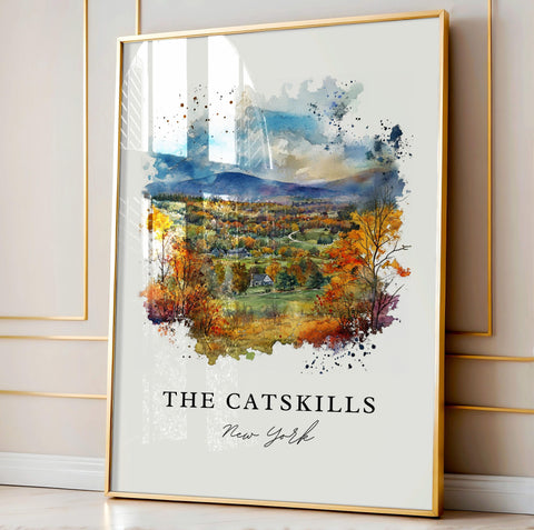 Catskills Wall Art, Catskills Print, Catskills Watercolor Art, Catskills NY Gift, Travel Print, Travel Poster, Housewarming Gift