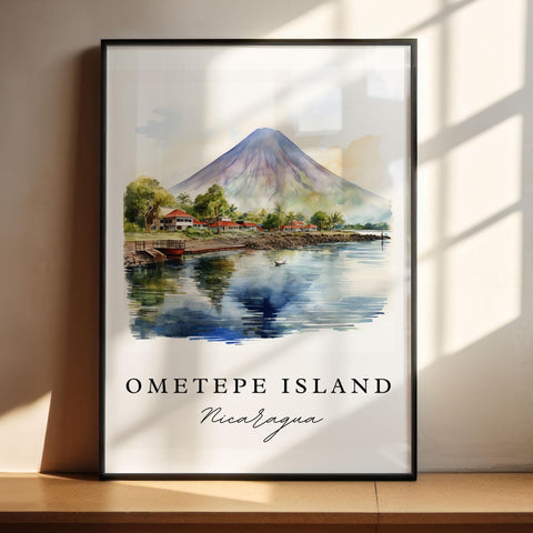 Ometepe Island wall art - Nicaragua, Ometepe poster, Lake Nicaragua Wedding gift, Birthday present, Custom Text, Personalized Gift