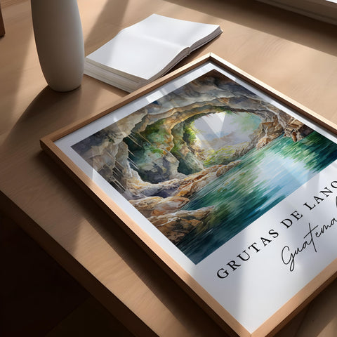 Grutas de Lanquín art - Guatemala, Grutas de Lanquín poster, Guatemala Wedding gift, Birthday present, Personalized Gift