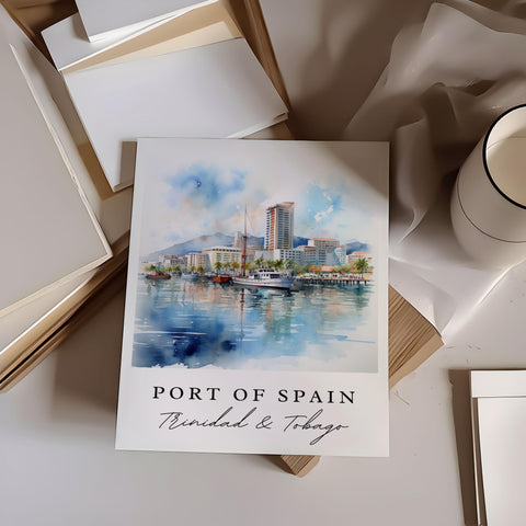 Port of Spain wall art - Trinidad and Tobago, Port of Spain poster, Trinidad Tobago Wedding gift, Birthday present, Custom Text